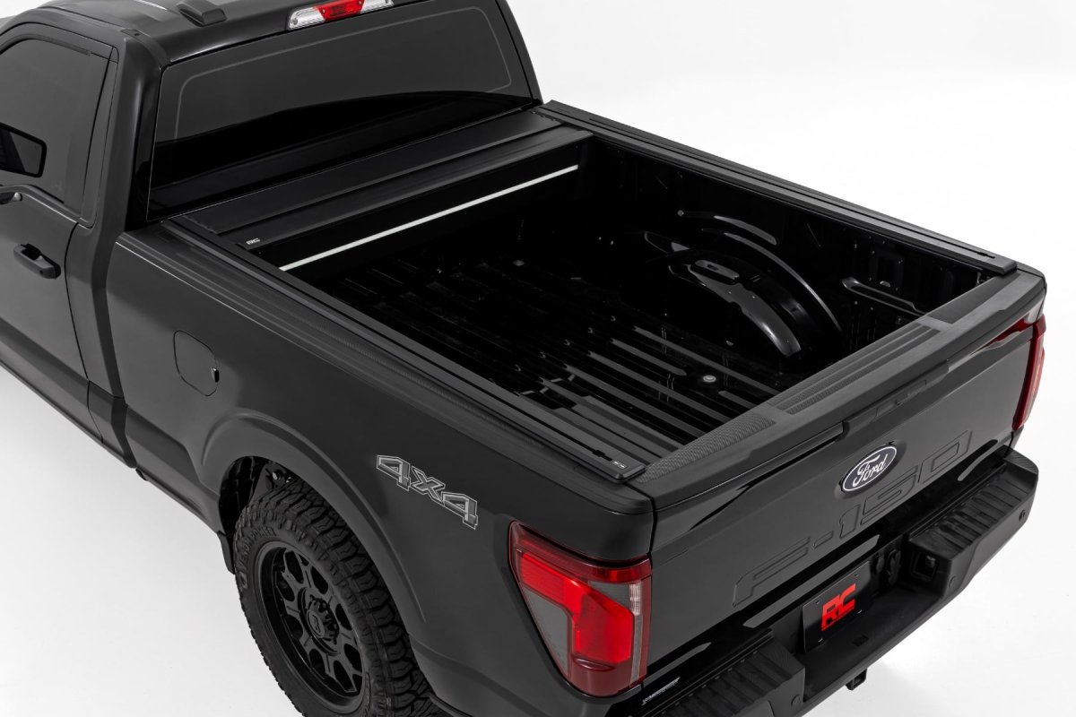 Ford F-150 Lightning Powered Retractable Bed Cover - Rough Country - Matte Black - '22-'26